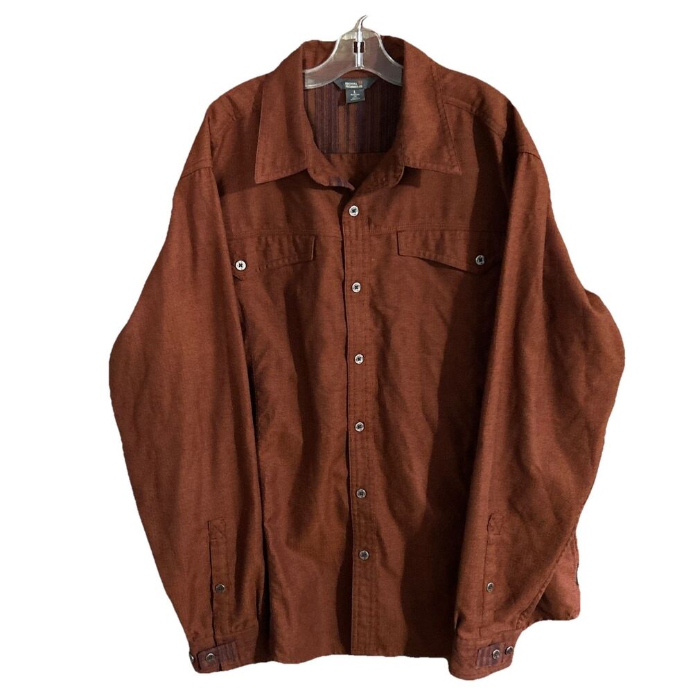 Royal Robbins Long Sleeve Button Up Shirt Men's Size L Rust Color Casual